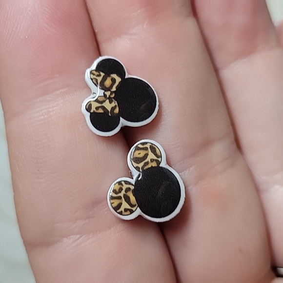 Disney Jewelry - Cheetah Mickey & Minnie Stud Earrings